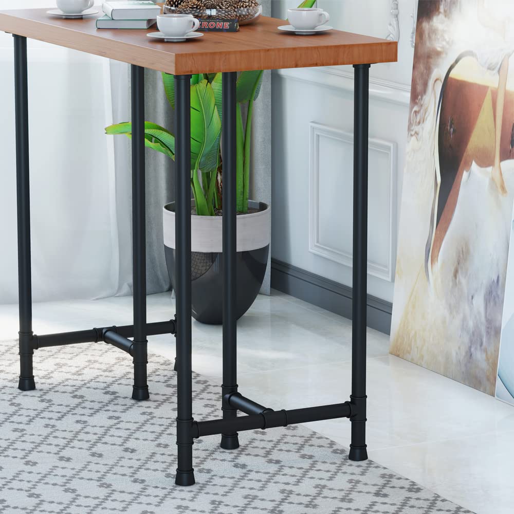 Industrial Pipe Counter Height Dining Table with Solid Wood Top - Versatile Pub and Laptop Table for Modern Spaces