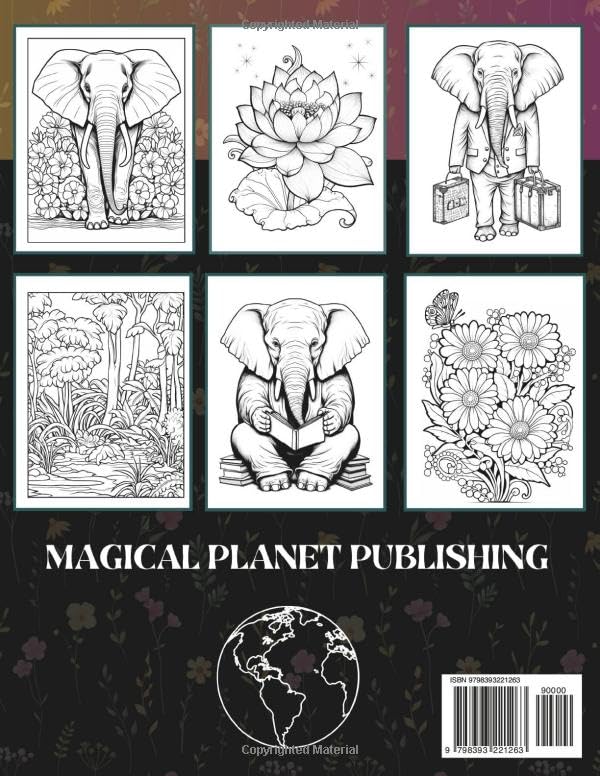 Mindful Coloring Book For Adults: Stress Relieving Elephant, Flower, and Jungle Foliage Designs for Teens, Women, Mom to Relax the Mind and Soothe Anxiety/ Mother's Day, Christmas Gift Majosta