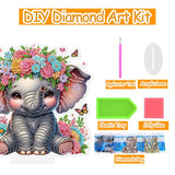 Elephant with Butterflies and Flowers Diamond Painting Desktop Ornament Kit, 5D DIY Acrylic Crystal Special Shaped Tabletop Diamond Art Home Decor for Adult (ZS15) Generic