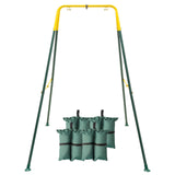 FUNLIO Foldable Swing Stand for Kids with 4 Sandbags, Heavy Duty Metal A-Frame Indoor/Outdoor for Backyard, Suitable Most Toddler/Baby Jumper/Hammock Chair - Green FUNLIO