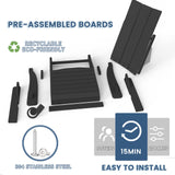 Folding Adirondack Chair with Cup Holder, Poly Lumber Patio Chairs, Wood Texture, Pre-Assembled Weather Resistant Outdoor Chairs for Pool, Deck, Backyard, Garden, Fire Pit Seating, Black POLYDUN