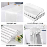 SiinvdaBZX 4 Pcs White Satin Table Runner 12 x 108 inches Long, Bright Smooth Satin Wedding Table Runner Decorations for Birthday Parties, Buffet, Banquets, Graduations, Engagements SiinvdaBZX