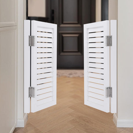 Undercat Swinging Door Cafe Doors, Solid Wood Partition Door, Two-Way Saloon Doors, Half-Waist Dividing Doors for Hallway Porch Kitchen Bar Pub Entrance Partition, 33.46 * 35.43 in, White Undercat