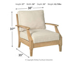 Signature Design by Ashley Clare View Outdoor Eucalyptus Wood Single Cushioned Lounge Chair, Beige Signature Design by Ashley