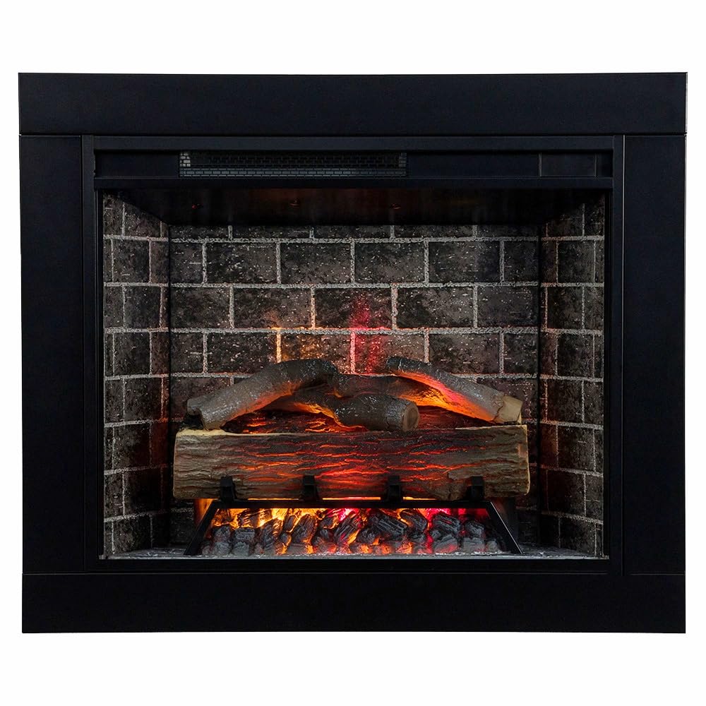 Modern Ember Augustine White Mantel Package 55" W x 48" H with 28 Inch Electric Fireplace Insert - 1,000 Sq Ft Heater 4 Flame Colors, Ember Bed Included | Compatible with Alexa and Google Assistant Modern Ember