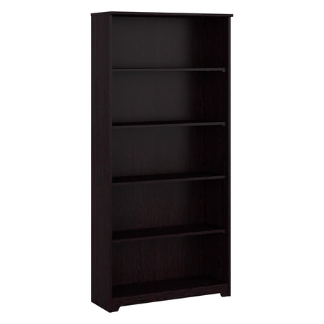 Bush Furniture Tall 5 Shelf Bookcase, Large Open Bookshelf, Sturdy Display Cabinet for Living Room or Home Office, Cabot Collection, Espresso Oak Bush Business Furniture