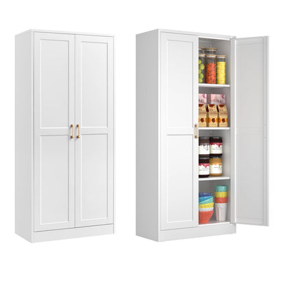 Polup Kitchen Pantry Cabinet, Metal Pantry Cabinet with Doors and Adjustable Shelves, 60'' Tall Utility Storage Cabinet with Handles for Dining Room, Bathroom, Laundry Room, Assemble Required - WoodArtSupply