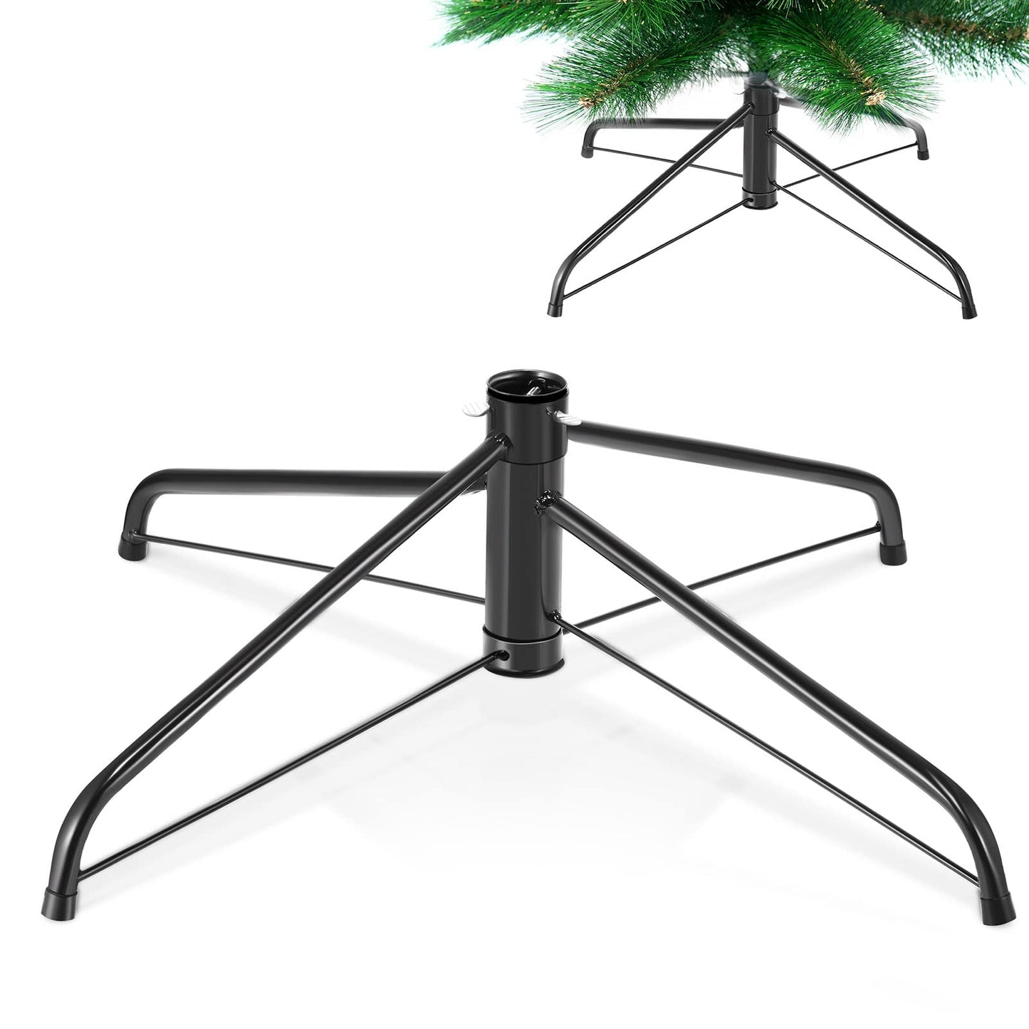 Roowest Folding Christmas Tree Stand Artificial Xmas Tree Base Holder Replacement Metal Tree Stand Base for Christmas Tree(16 Inch,Green)