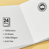 Lightwish Watercolor Journal, 100% Cotton Cold Press Watercolor Paper,140lb/300gsm Acid-Free, 24 Sheets 5.12x7.48” Sketchbook for Adults, Students LIGHTWISH