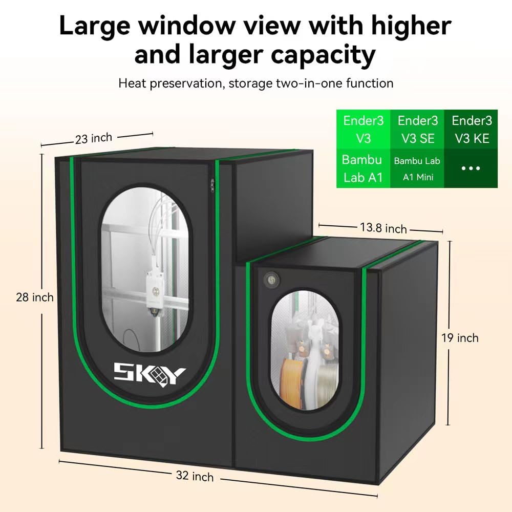 3D Printer Enclosure and Storage Box,Thermo-Hygrometer, LED Light, Fireproof Dustproof Tent Constant Temperature Protective Cover for Bambu Lab A1Series,Ender3 Series, Ender3 Neo 820 * 600 *  - WoodArtSupply