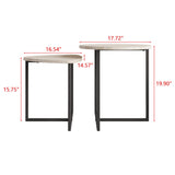 HOJINLINERO Round Coffee Table Set of 2 End Tables for Living Room,Black Small Coffee Table Living Room Table,Metal Frame & Wood Look,Sturdy and Easy Assembly,Stacking Side Tables Bedroom,White HOJINLINERO