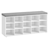 VASAGLE CUSTOS Collection - Shoe Bench, Storage Bench with Padded Seat, Entryway Bench with 15 Compartments, for Bedroom, 11.8 x 41.3 x 18.9 Inches, Cloud White and Dove Gray ULHS15WT VASAGLE