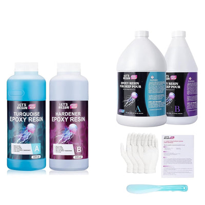 Bundle Set of 44OZ Turquoise Resin Epoxy and 1.5 Gallon Deep Pour Epoxy Resin