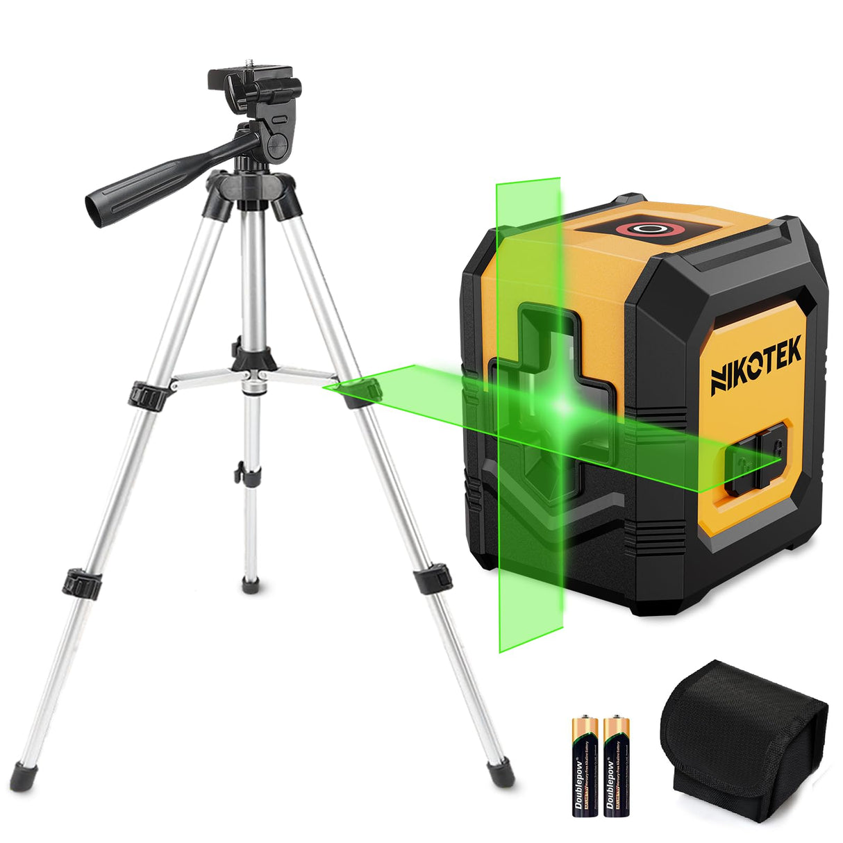 Nikotek Laser Level with Tripod, Self-Leveling Green Beam Horizontal and Vertical Cross-Line Laser for Home Decoration Carrying Pouch, Battery Included Nikotek