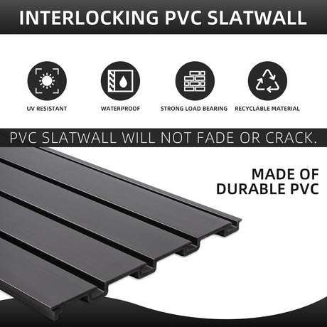Slat Wall Paneling Garage Wall Organizer, PVC Black Slatwall Panels 2 Pack 4x8 ft Garage Tool Organizer Wall Mount Garden Storage, Slat Board Ladder Bike Rack Garage Storage & Organization Products FRAYSCENT
