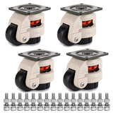 MDLUU Leveling Machine Casters with Rubber Pad, FM-60F Plate Mounted Retractable Workbench Caster, Leveling Feet Wheels, Loading Capacity 551lbs/Per, Pack of 4 MDLUU