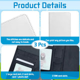 ZUYYON 3 Pcs Sublimation Passport Holder Cover Blanks PU Leather Heat Transfer DIY Travel Passport Holder Wallet Cover Blank Passport Wallet for Passport Business Cards Credit Cards(Black, White) ZUYYON