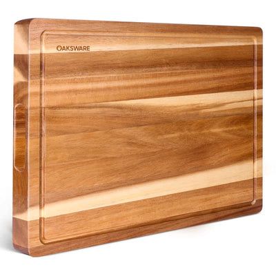 OAKSWARE Cutting Boards, 17x13 Large Acacia Wooden Cutting Board for Kitchen, Edge Grain Reversible Wood Chopping Board with Juice Groove and