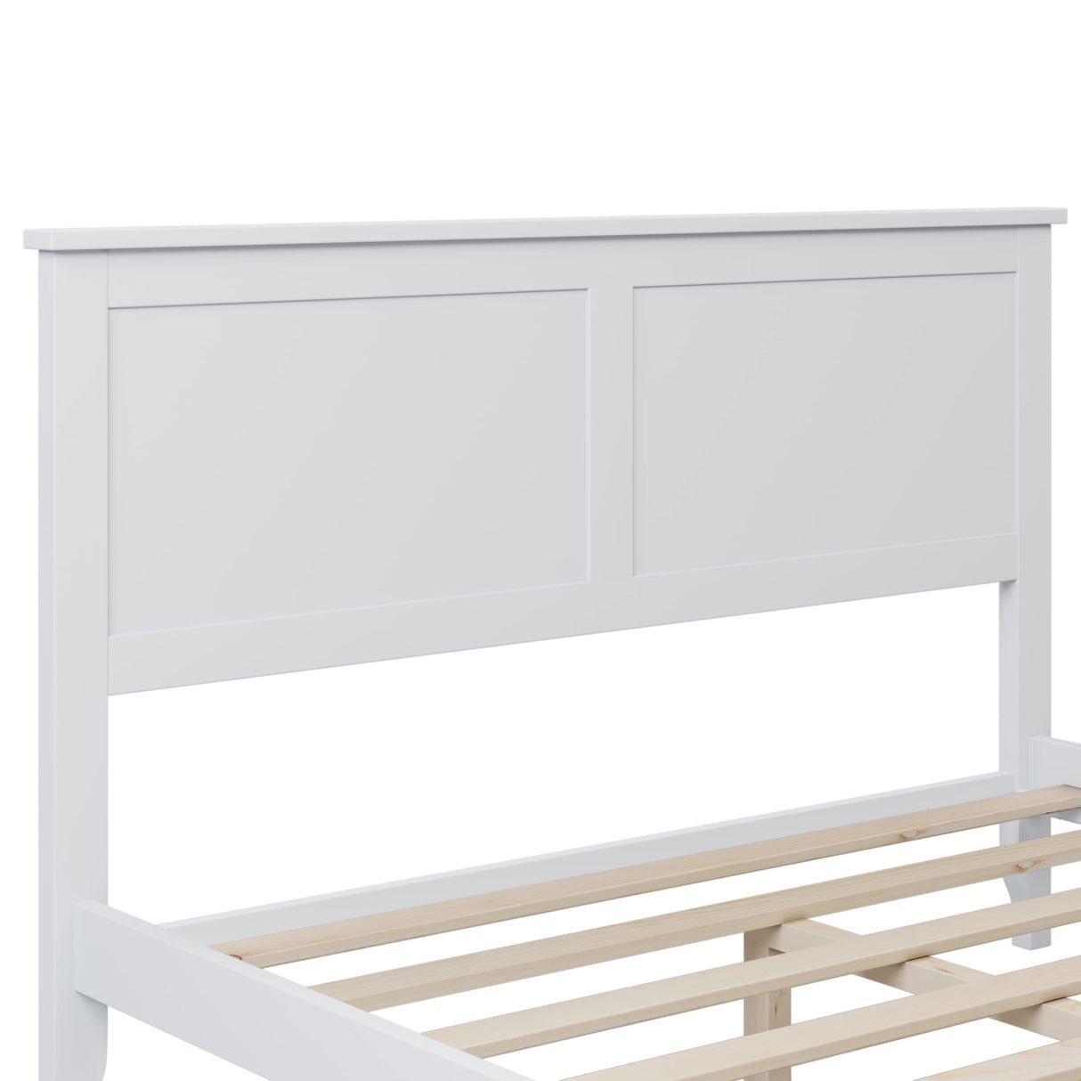 LZ LEISURE ZONE Modern Solid Wood Full Size Platform Bed with Headboard and Footboard in Pure White LZ LEISURE ZONE