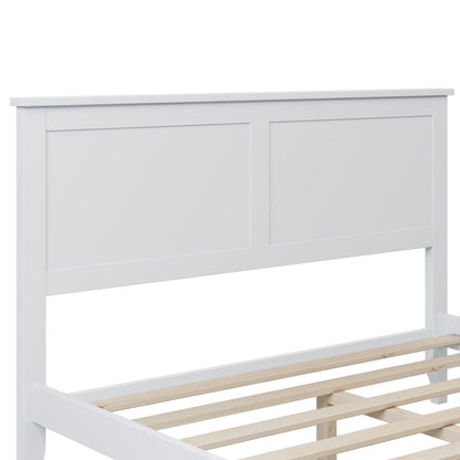 LZ LEISURE ZONE Modern Solid Wood Full Size Platform Bed with Headboard and Footboard in Pure White - WoodArtSupply