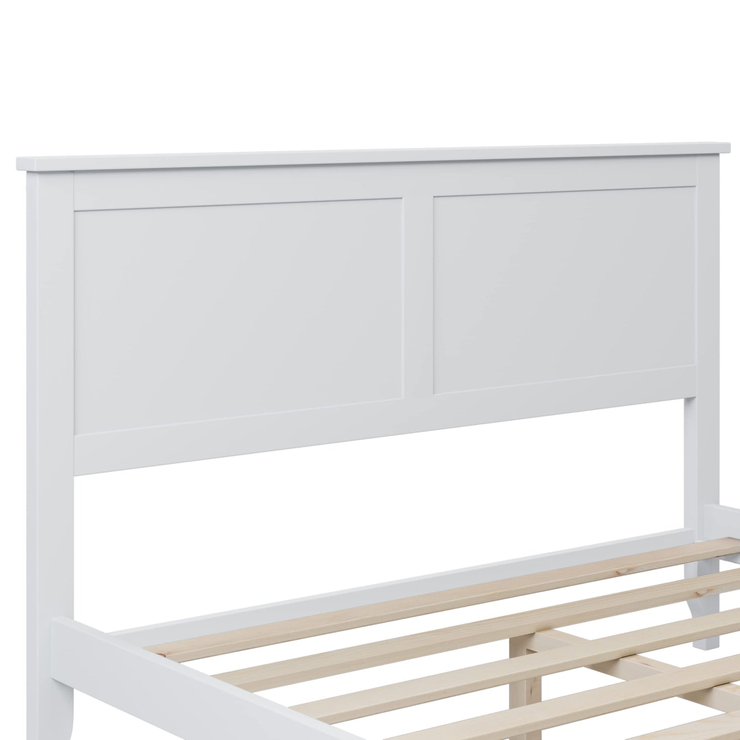 LZ LEISURE ZONE Modern Full Size Platform Bed Frame in White, Durable Solid Wood with No Box Spring Needed - WoodArtSupply