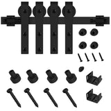 CCJH 6.5FT Mini Sliding Barn Door Hardware Kit Closet Cabinet 78" Track System Carbon Steel Basic Roller Hanger for Double Doors CCJH