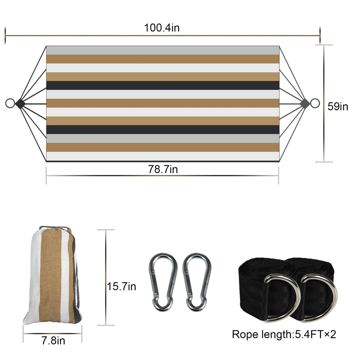 SZHLUX Double Hammock,Cotton Hammock Portable Hammock with Carry Bag，Perfect Camping Outdoor/Indoor Patio Backyard,Coffee SZHLUX