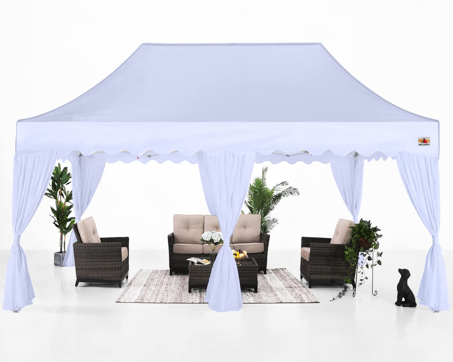 ABCCANOPY Patio Pop Up Canopy Tent with Curtain 10x20 Event-Series (White) - WoodArtSupply