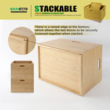 BAMOTTO Lidded Bamboo Storage Bins & Box/Cube/Basket, Home Kitchen and Office Storage Boxes with Handles & Stackable for Organizer Tableware, Crafts, Office Shelf Books, Large, 14.6”x10.2”x9.6” BAMOTTO CRAFTBAMBOO