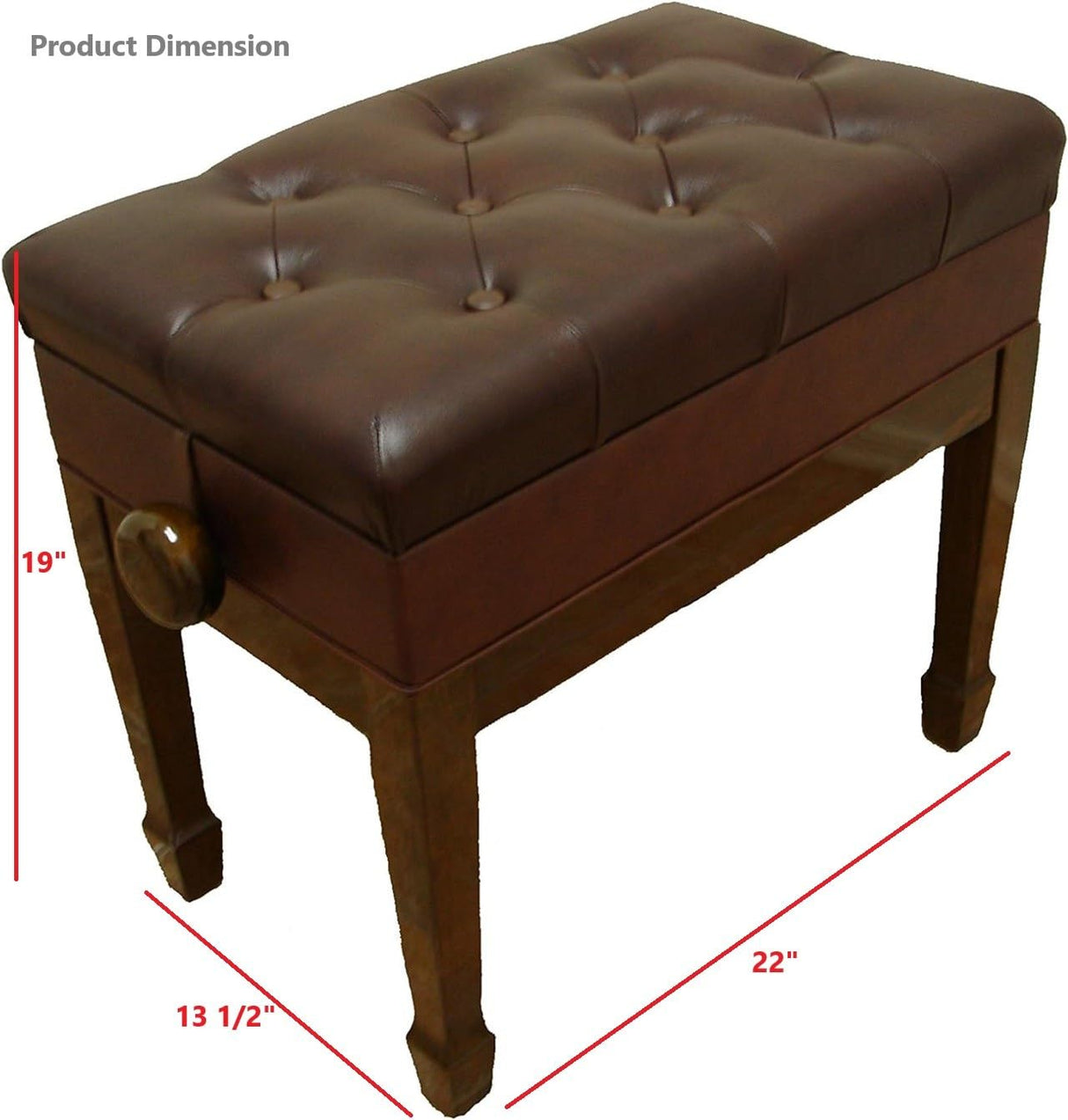 CPS Imports Genuine Leather Adjustable Artist Piano Bench Stool in Walnut with Music Storage CPS Imports