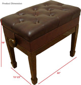CPS Imports Genuine Leather Adjustable Artist Piano Bench Stool in Walnut with Music Storage CPS Imports