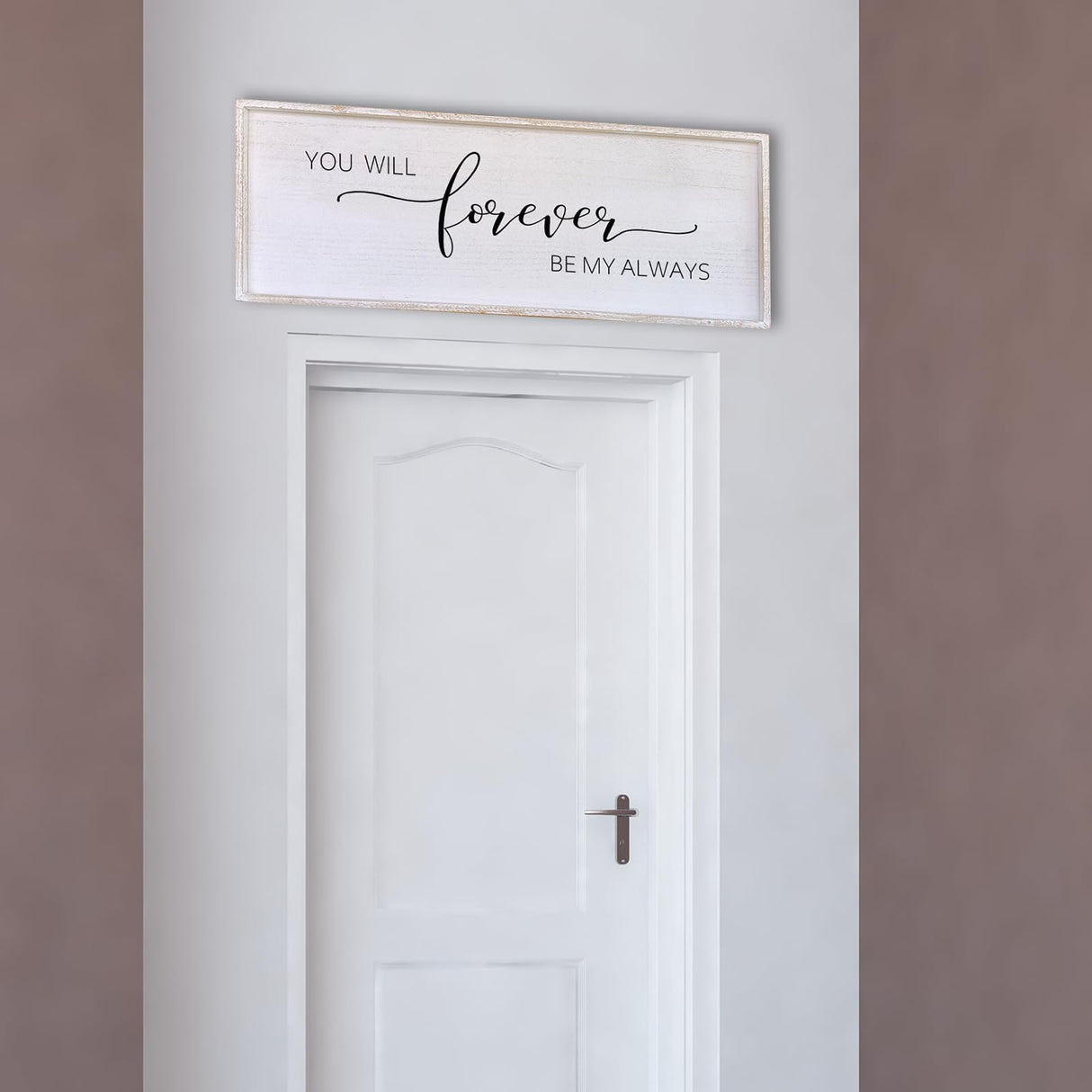 You Will Forever Be My Always Sign Wall Decor 32”X12” Bedroom Above Bed Farmhouse Large Master Room Soild Wooden Framed Home Rustic Guest Room Minimalist Over Bed Hanging Art Wall (White) Surfapans