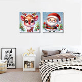 gganmtere 2 Packs Christmas Paint by Numbers Kit Framed for Adult Beginner, Cartoon Easy Adult Paint by Numbers Kits on Canvas, Acrylic DIY Paint by Number Kits for Home Wall Decor 8X8 inch gganmtere