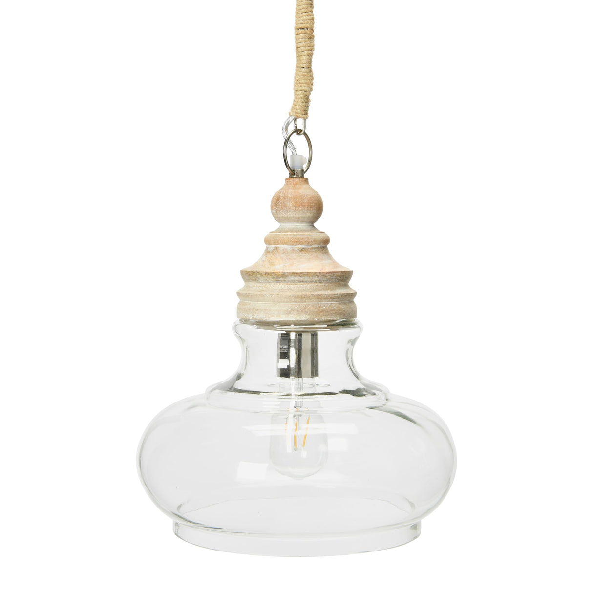 Creative Co-Op Glass & Mango Wood Ceiling Pendant Light Creative Co-Op