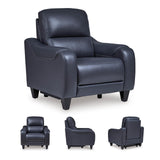 Signature Design by Ashley Mercomatic Contemporary Leather Match Wall Hugger Power Recliner with Adjustable Headrest and USB Ports, Blue Signature Design by Ashley