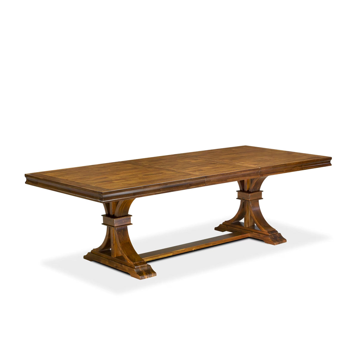 Luxe by East West Furniture LEFO9-AWA-18-9-Piece Kitchen Table Set Includes a Breakfast Table and 8 Brown Linen Fabric Parson Chairs with Button Tufted Chair Back - Antique Walnut Finish. Luxe by East West Furniture