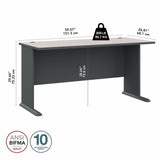 Bush Business Furniture Series A 60W Computer Desk in White Spectrum and Slate, Large Office Table for Home or Professional Workspace Bush Business Furniture