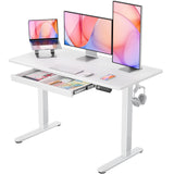 ErGear Electric Standing Desk with Drawers, 48" x 24" Height Adjustable Desk with 4 Preset, Home Office Computer Table with Splice Board, White ErGear