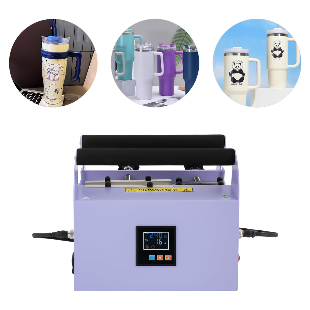 Heat Press Machine, Tumbler Heat Press Car Cup Mug Press Heat Machine Temp & Timer Mug Press Tool Sublimation Blank Skinny Straight Machine for 40oz Car Cups QUSKLISU