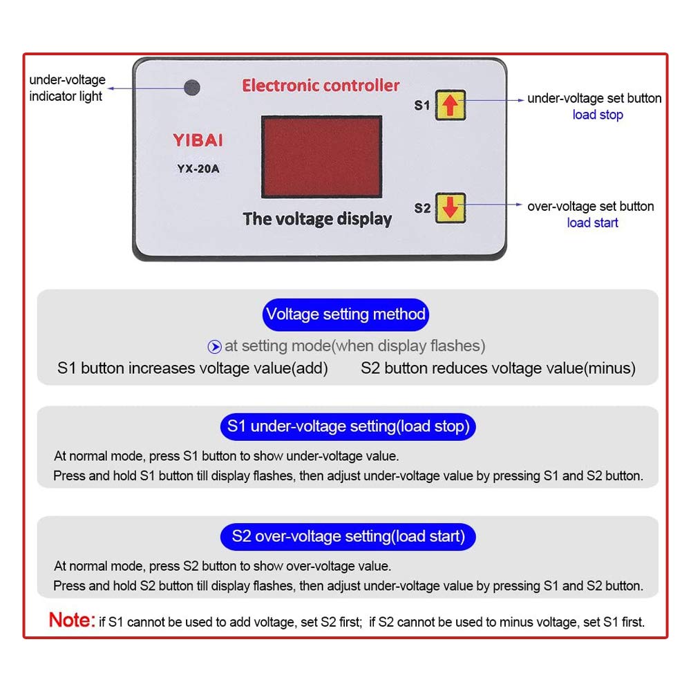 WSDMAVIS 1 Pcs Battery Low Voltage Controller Protection Panel 12V-48V Universal Undervoltage Cut Off Automatic Switch Recovery Protection Controller WSDMAVIS