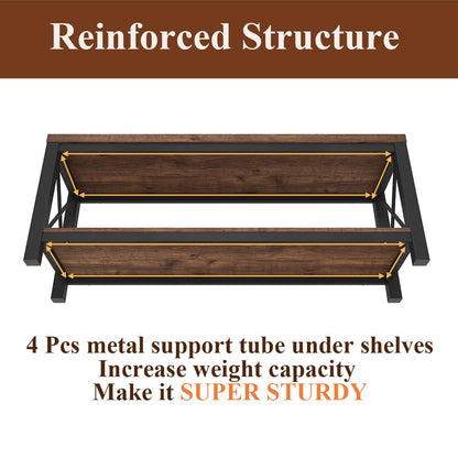 BON AUGURE 2 Tier Shoe Bench with Storage, Wood Metal Entryway Bench, Industrial Shoe Rack Bench for Entrance, Hallway, Mudroom, Bedroom, Indoor (Rustic Oak) - WoodArtSupply