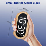 uscce Small Digital Clock for Bedroom: 6 Dimmable Brightness 4 Alarm Volume - Plug in Clock with Easy Operation for Bedside Desk Wood Grain uscce