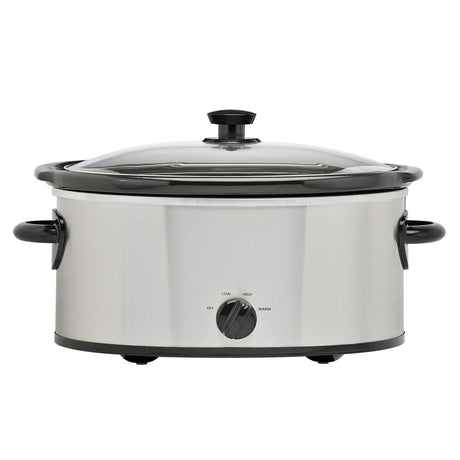 6 Quart Oval Slow Cooker, Stainless Steel Finish, Glass Lid, Adjustable Temp, Perfect for Families and Gatherings Entertaining, Silver LovingStar