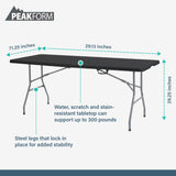 Plastic Development Group Plastic Banquet 6 Ft Indoor Outdoor Folding Table, Black Peakform