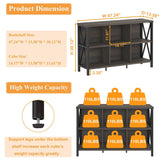 FATORRI Rustic 6 Cube Storage Organizer with Shelf, Wood and Metal Cubby Bookcase, Industrial Horizontal Bookshelf (Walnut Brown, 47 Inch) FATORRI