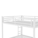 Queen over Queen Bunk Bed, Metal Bunk Bed with High Guardrail and Built-in Ladder, Heavy-Duty Queen Bunk Bed Frame for Kids,Teens, Adults, Metal Slats Support, No Box Spring Needed, White Harper & Bright Designs