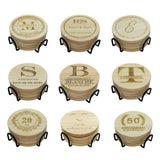 Personalized Coasters, Custom Engraved Coasters, Wooden Coasters for Drinks, Monogram Coasters, Great Gifts for Relatives, Friends or Yourself (T, Set of 4) Mojia