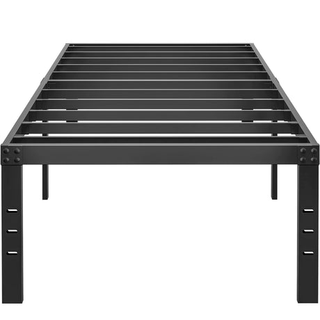 HOBINCHE 18 Inch Metal Twin Bed Frame No Box Spring Needed - Easy Assembly Heavy Duty Noise Free Narrow Bedframes - Single Black Basic Steel Slats Platform with Storage HOBINCHE