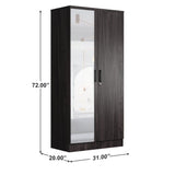 Better Home Products Harmony Two Door Armoire Wardrobe with Mirror in Tobacco Better Home Products