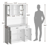 Iavyga 71" Kitchen Pantry Cabinet: Hutch Cabinet with Glass Doors, Pantry Cabinets with Drawers, Adjustable Shelves, LED Light & Power Outlets for Kitchen, Living Room, Dining Room Iavyga